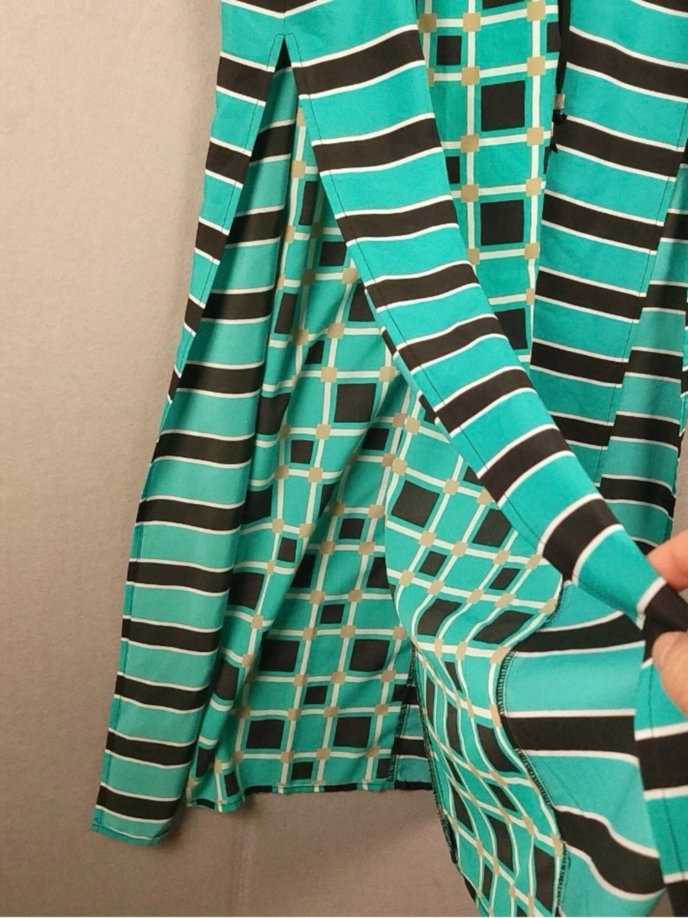 Michael Kors Teal and Black Geometric Stripe Maxi Dress Small - Picture 6 of 11